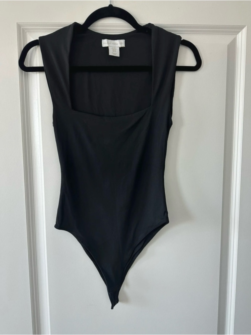 House of Harlow 1960 Black Tank Bodysuit with Square Neckline
